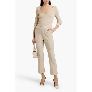 Max Mara Nepeta Wool-blend Slim-leg Pant Beige Size US 8 / IT 42